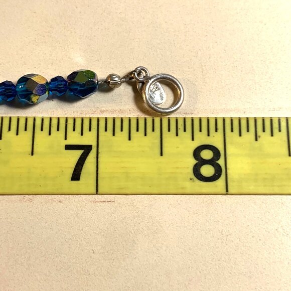 Sterling Silver 925 Blue Faceted Glass Beads Sterling Silver Toggle Clasp 7.5" - Picture 6 of 9